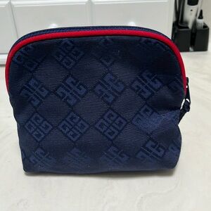 Givenchy Small Jacquard Logo Make Up Pouch Like New 5x5 Navy Blue Red